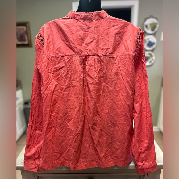 Gap Pintuck Mockneck Lace-Trim Blouse Long Sleeve size XXL NWT - Picture 4 of 11